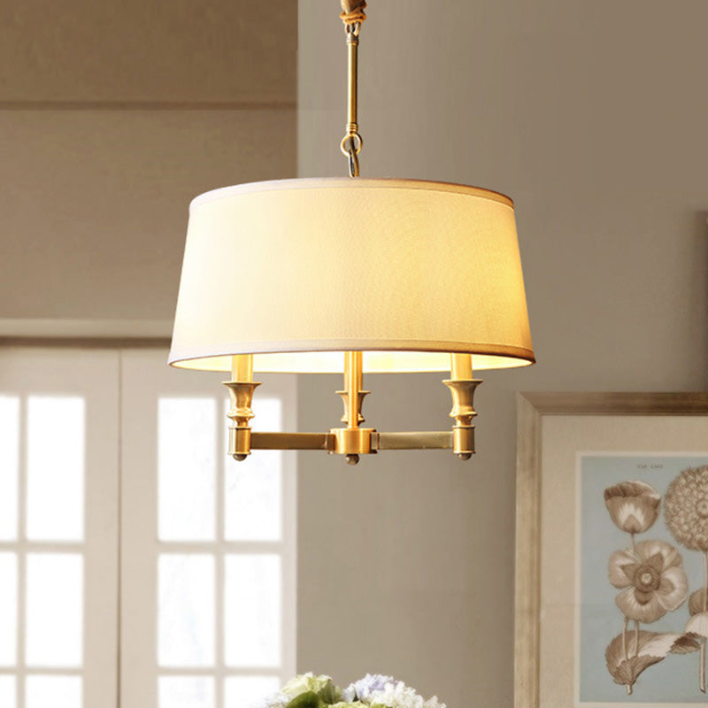 Gold Candlestick Chandelier Pendant Light Contemporary 3 Heads Metal Hanging Light with Empire Shade Gold Clearhalo 'Ceiling Lights' 'Chandeliers' 'Modern Chandeliers' 'Modern' Lighting' 2063671