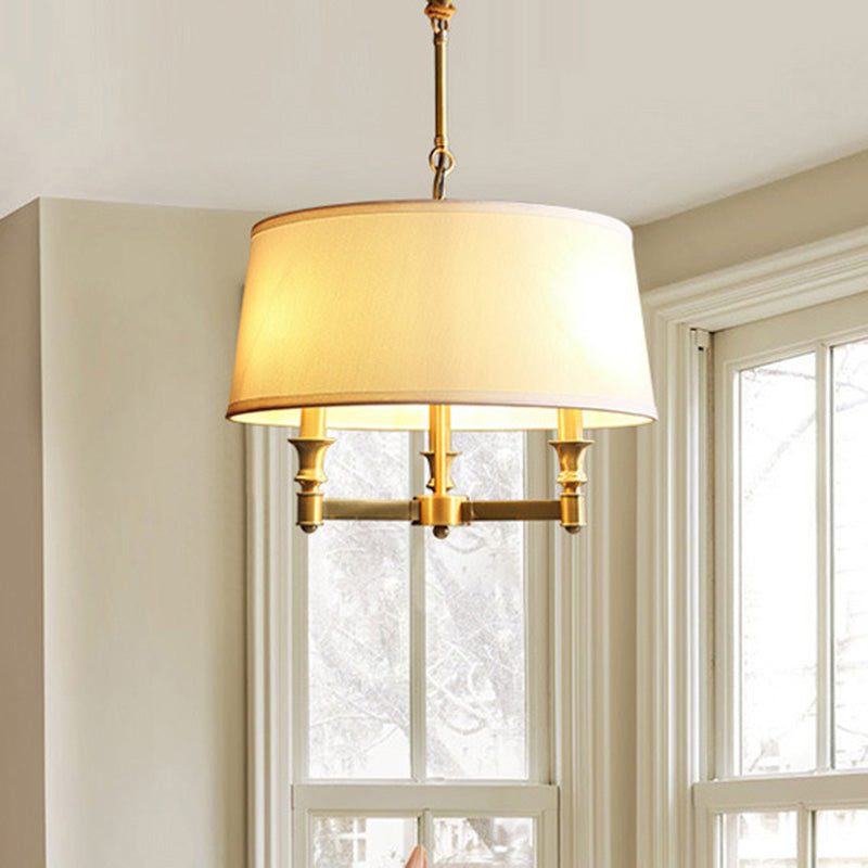 Gold Candlestick Chandelier Pendant Light Contemporary 3 Heads Metal Hanging Light with Empire Shade Clearhalo 'Ceiling Lights' 'Chandeliers' 'Modern Chandeliers' 'Modern' Lighting' 2063672
