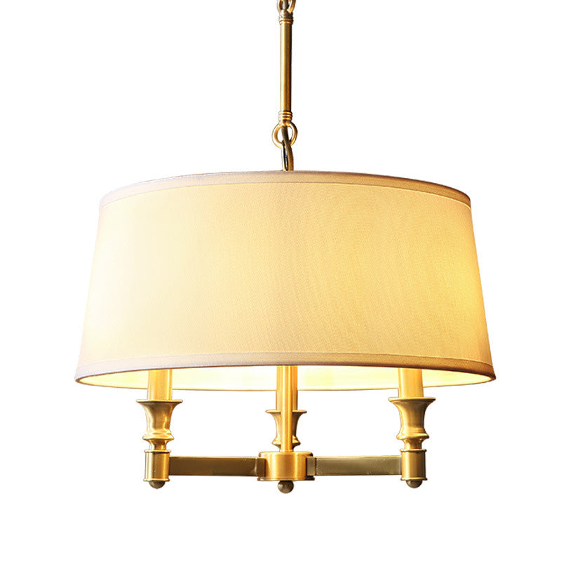 Gold Candlestick Chandelier Pendant Light Contemporary 3 Heads Metal Hanging Light with Empire Shade Clearhalo 'Ceiling Lights' 'Chandeliers' 'Modern Chandeliers' 'Modern' Lighting' 2063675
