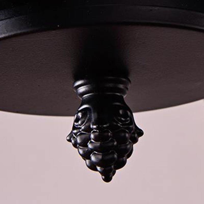 3/4 Lights Ceiling Light Traditional Geometric Frosted Glass Hanging Chandelier in Black with Cylinder Shade Clearhalo 'Ceiling Lights' 'Chandeliers' Lighting' options 206373