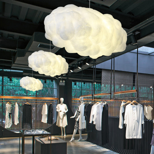 Cloud Restaurant Chandelier Lighting Plastic 5 Bulbs Artistic Pendant Light in White Clearhalo 'Ceiling Lights' 'Chandeliers' Lighting' options 2063772