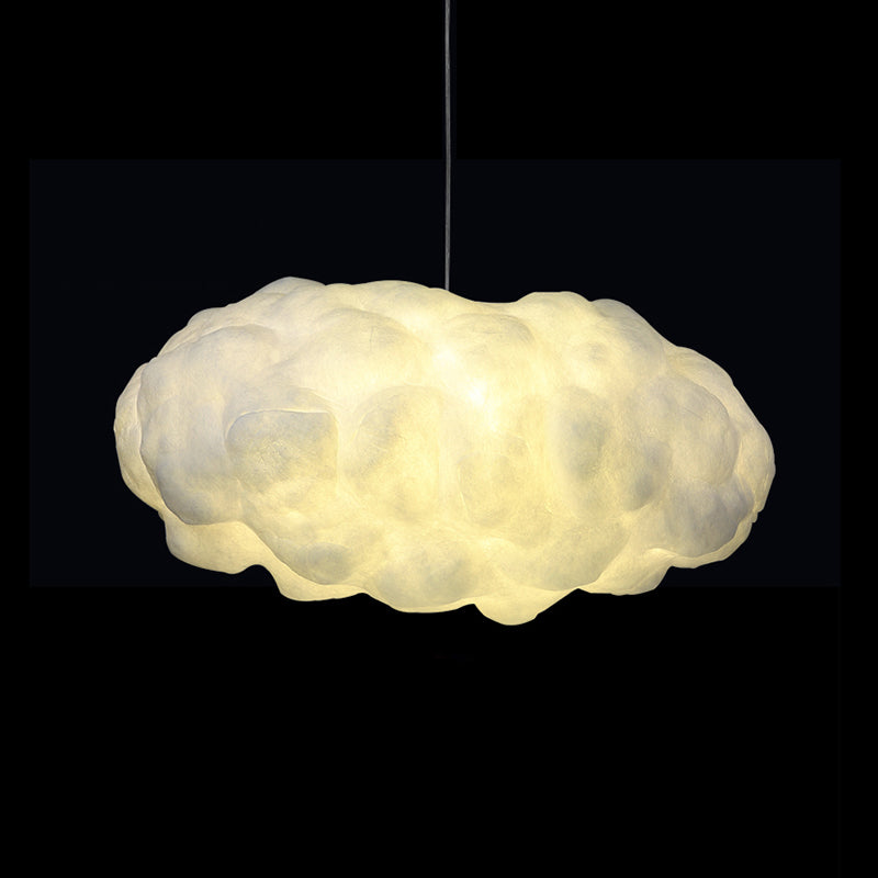 Cloud Restaurant Chandelier Lighting Plastic 5 Bulbs Artistic Pendant Light in White Clearhalo 'Ceiling Lights' 'Chandeliers' Lighting' options 2063773