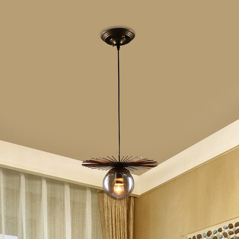 Flat Suspension Light Contemporary Iron Single-Bulb Restaurant Pendant Light Fixture in Rust Clearhalo 'Ceiling Lights' 'Pendant Lights' 'Pendants' Lighting' 2063789