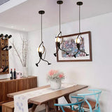 Climbing Man Iron Ceiling Light Decorative Single-Bulb Black Hanging Pendant Light Clearhalo 'Ceiling Lights' 'Pendant Lights' 'Pendants' Lighting' 2063799