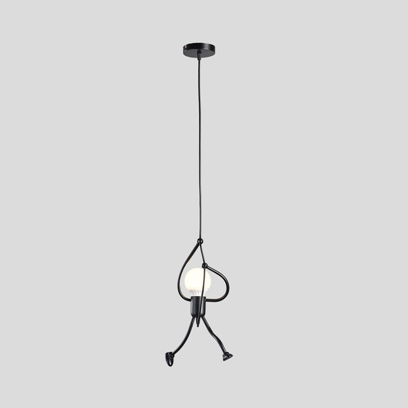 Climbing Man Iron Ceiling Light Decorative Single-Bulb Black Hanging Pendant Light Clearhalo 'Ceiling Lights' 'Pendant Lights' 'Pendants' Lighting' 2063803