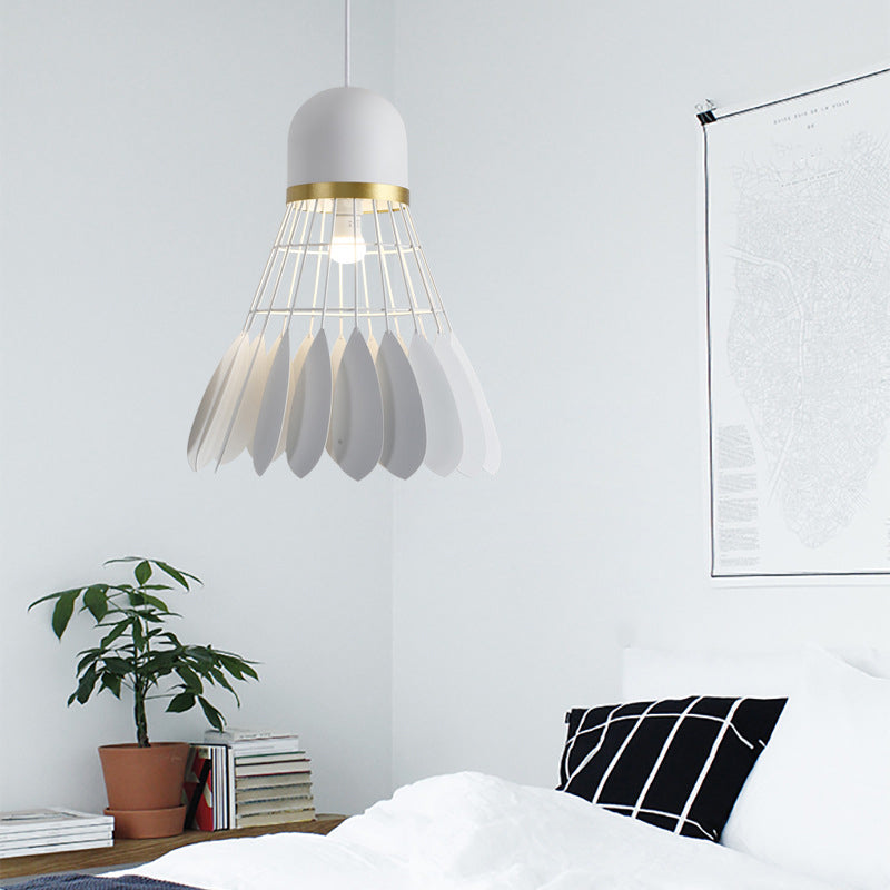 Badminton Shaped Living Room Suspension Light Iron 1 Head Contemporary Hanging Lamp White Clearhalo 'Ceiling Lights' 'Pendant Lights' 'Pendants' Lighting' 2063809_1eddd8d2-ccc6-4ca8-a55a-55ddca0730b1