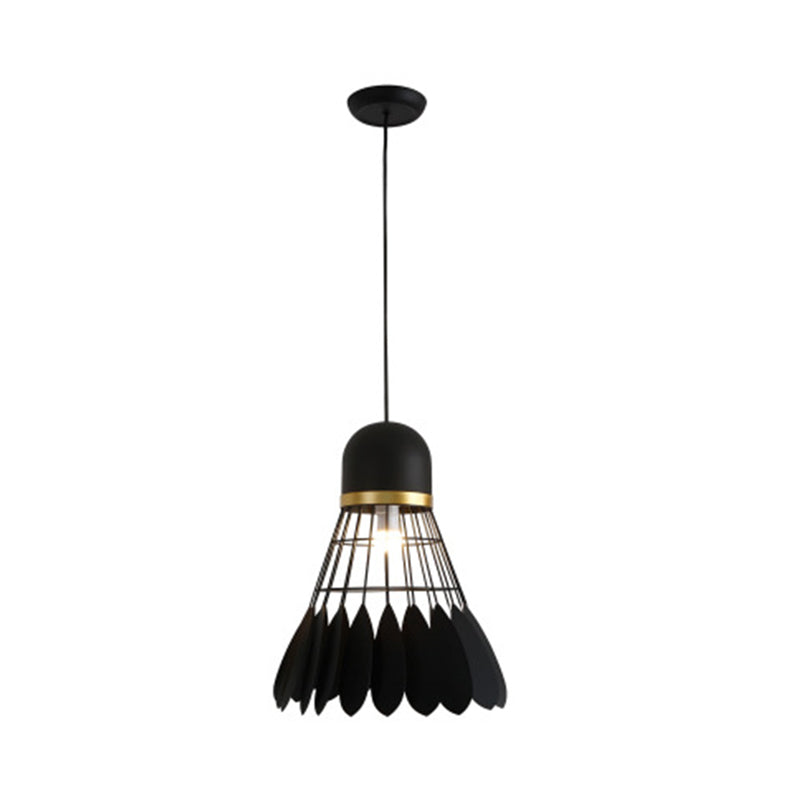 Badminton Shaped Living Room Suspension Light Iron 1 Head Contemporary Hanging Lamp Black Clearhalo 'Ceiling Lights' 'Pendant Lights' 'Pendants' Lighting' 2063813_0bab6d4c-9aed-4cde-944d-8329a6c50539