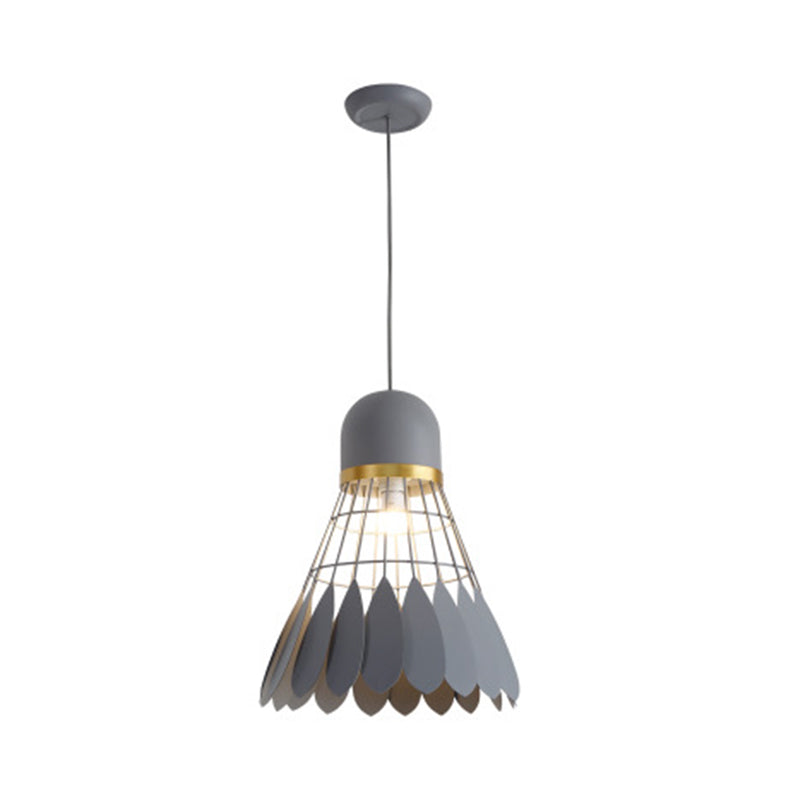 Badminton Shaped Living Room Suspension Light Iron 1 Head Contemporary Hanging Lamp Grey Clearhalo 'Ceiling Lights' 'Pendant Lights' 'Pendants' Lighting' 2063814_7b7a033e-1a73-47bb-8efd-775a2a1e8b91