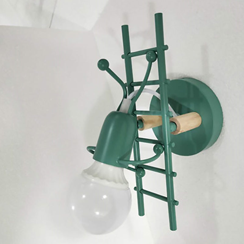 Climbing Stair Man Bedroom Wall Sconce Iron 1-Light Decorative Wall Lighting Fixture Green Clearhalo 'Wall Lamps & Sconces' 'Wall Lights' Lighting' 2063848