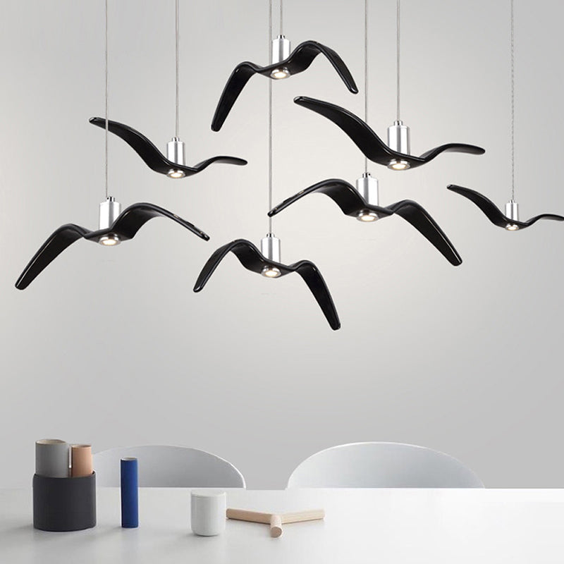 Resin Seagull Suspension Lighting Artistic Single-Bulb Pendant Ceiling Light for Restaurant Clearhalo 'Ceiling Lights' 'Pendant Lights' 'Pendants' Lighting' 2063865