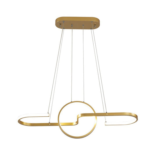Ring and Curve Dining Room Island Pendant Light Metal Simplicity LED Ceiling Light Clearhalo 'Ceiling Lights' 'Island Lights' Lighting' 2064179