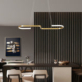 Ring and Curve Dining Room Island Pendant Light Metal Simplicity LED Ceiling Light Gold B Clearhalo 'Ceiling Lights' 'Island Lights' Lighting' 2064183
