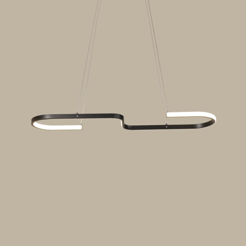 Ring and Curve Dining Room Island Pendant Light Metal Simplicity LED Ceiling Light Black B Clearhalo 'Ceiling Lights' 'Island Lights' Lighting' 2064185