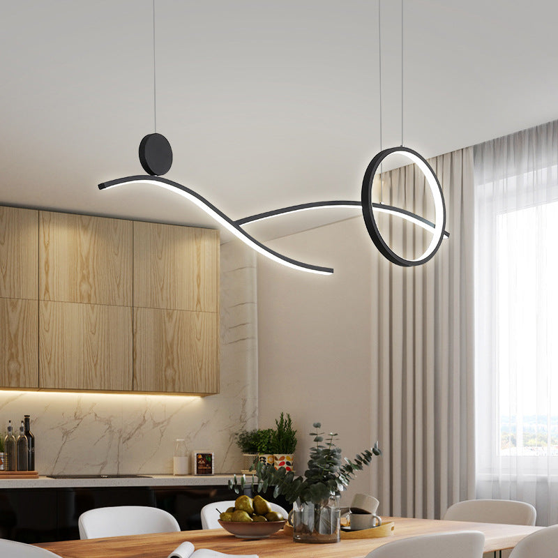 Ring and Curve LED Hanging Light Minimalist Metal Dining Room Island Ceiling Light Clearhalo 'Ceiling Lights' 'Island Lights' Lighting' 2064215