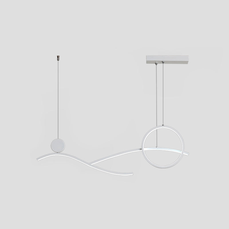 Ring and Curve LED Hanging Light Minimalist Metal Dining Room Island Ceiling Light Clearhalo 'Ceiling Lights' 'Island Lights' Lighting' 2064221