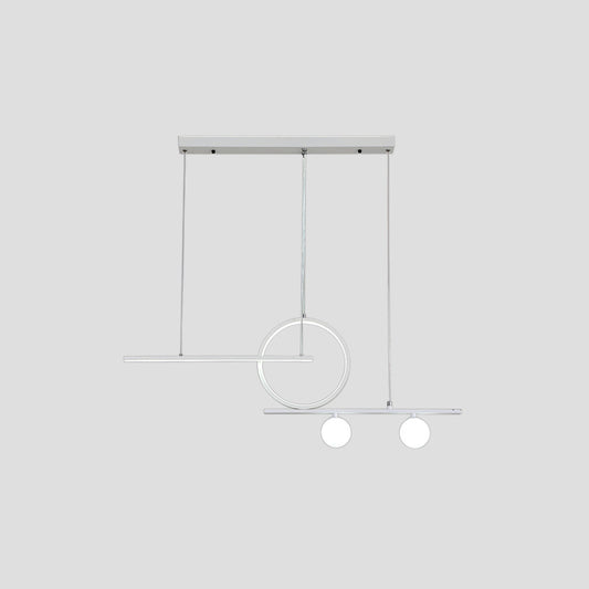 Ring and Linear Dining Room LED Hanging Light Metal Minimalist Island Ceiling Light with Globe Acrylic Shade Clearhalo 'Ceiling Lights' 'Island Lights' Lighting' 2064236