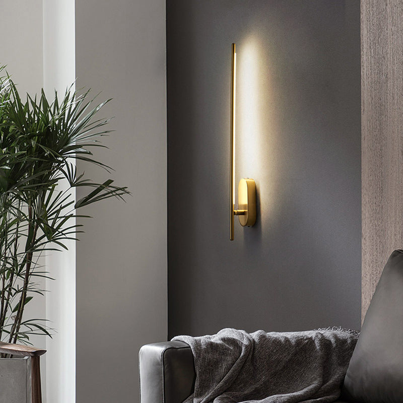 Stick Shaped Metal Sconce Lighting Contemporary Gold LED Wall Mounted Lamp for Living Room 1.0 Gold Clearhalo 'Cast Iron' 'Glass' 'Industrial' 'Modern wall lights' 'Modern' 'Tiffany' 'Traditional wall lights' 'Wall Lamps & Sconces' 'Wall Lights' Lighting' 2064331