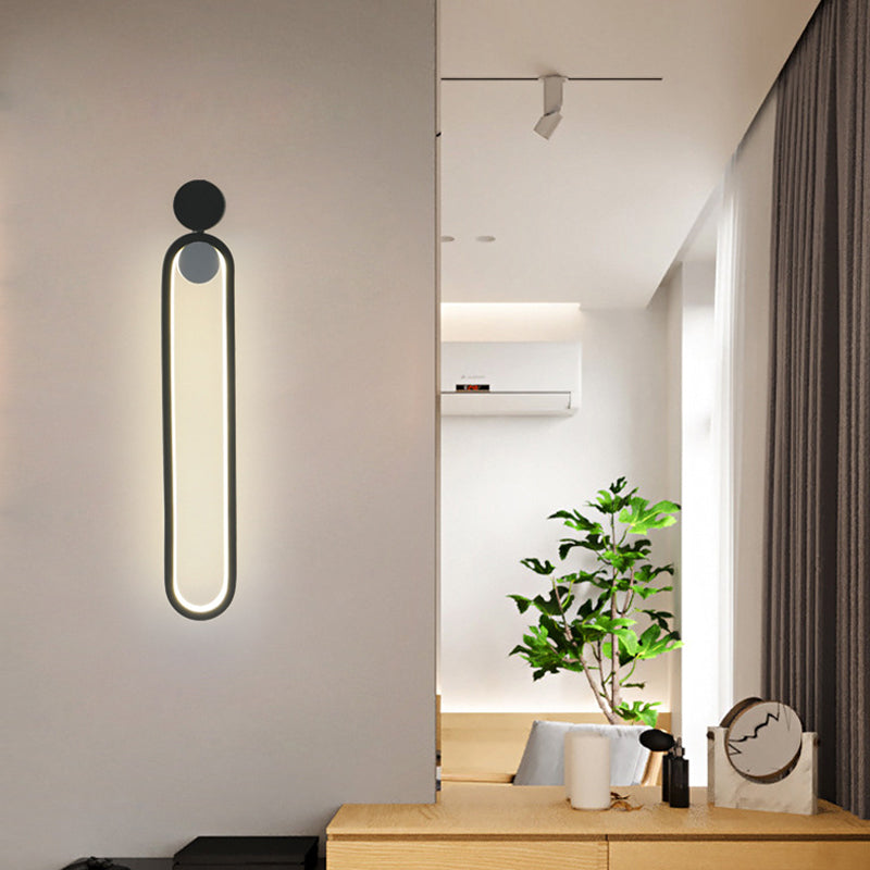 Black Oblong LED Wall Mounted Light Simplicity Metal Rotatable Wall Sconce Lighting Clearhalo 'Cast Iron' 'Glass' 'Industrial' 'Modern wall lights' 'Modern' 'Tiffany' 'Traditional wall lights' 'Wall Lamps & Sconces' 'Wall Lights' Lighting' 2064341