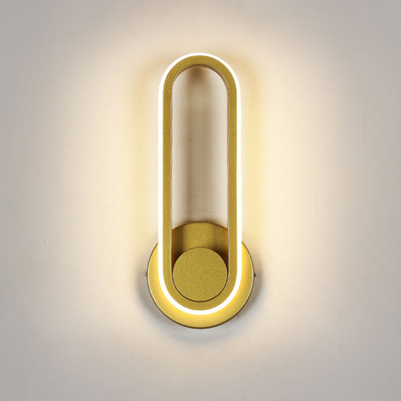 Oval Shaped Living Room Wall Sconce Light Metal Minimalist LED Wall Mount Lighting Gold Clearhalo 'Cast Iron' 'Glass' 'Industrial' 'Modern wall lights' 'Modern' 'Tiffany' 'Traditional wall lights' 'Wall Lamps & Sconces' 'Wall Lights' Lighting' 2064348