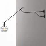 Globe Metal Sconce Lighting Industrial Single Bulb Indoor Wall Mounted Lamp in Black with Cage Clearhalo 'Wall Lamps & Sconces' 'Wall Lights' Lighting' 206435