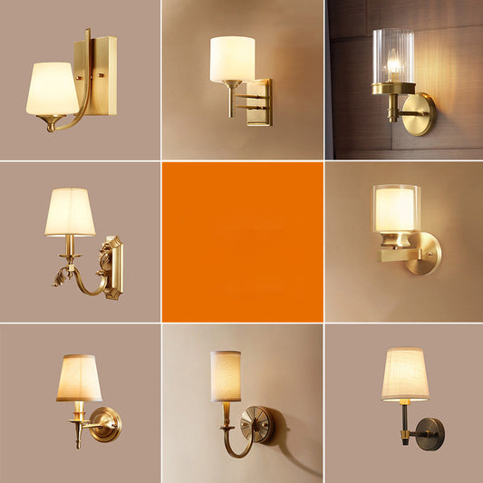 Metallic Candlestick Wall Sconce Minimalist 1 Head Wall Mounted Light in Gold for Entryway Clearhalo 'Cast Iron' 'Glass' 'Industrial' 'Modern wall lights' 'Modern' 'Tiffany' 'Traditional wall lights' 'Wall Lamps & Sconces' 'Wall Lights' Lighting' 2064536
