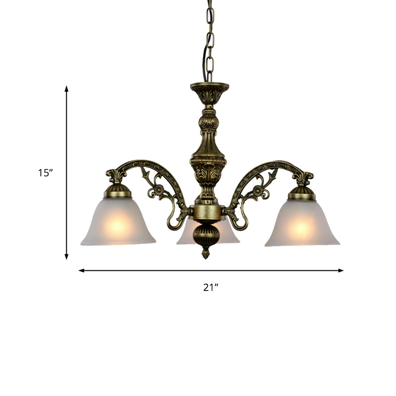 Frosted Glass Black/Bronze Pendant Lamp Bell 5 Lights Traditional Chandelier Light Fixture Clearhalo 'Ceiling Lights' 'Chandeliers' 'Glass shade' 'Glass' Lighting' 206455