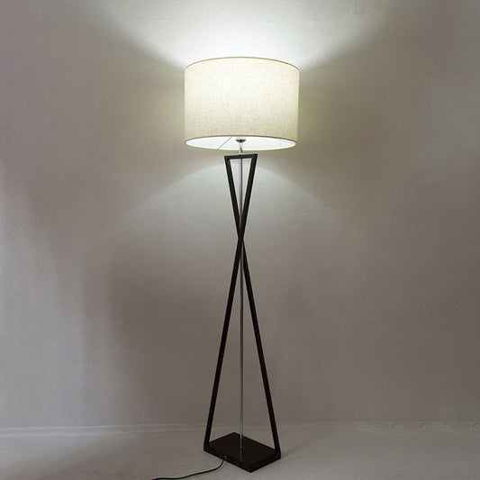 Simplicity Drum Shaped Floor Lighting Fabric Single Living Room Standing Floor Lamp with Hourglass Shaped Base Clearhalo 'Floor Lamps' 'Lamps' Lighting' 2064752