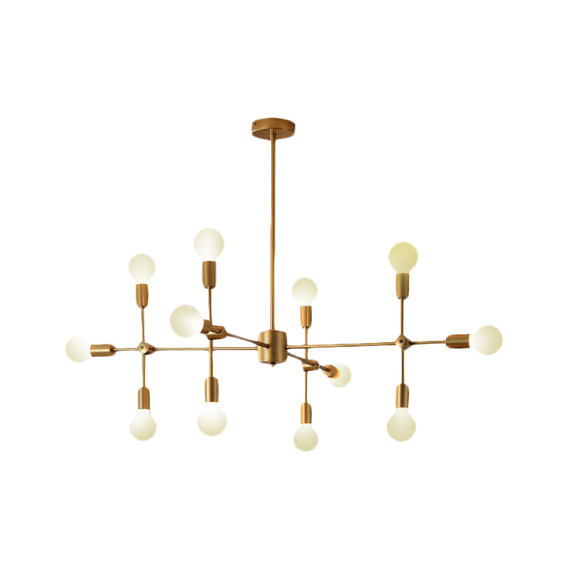 Sputnik Living Room Hanging Chandelier Opal Glass 9/12/15 Lights Modernist Hanging Lamp in Black/Gold Clearhalo 'Ceiling Lights' 'Chandeliers' 'Glass shade' 'Glass' 'Modern Chandeliers' 'Modern' Lighting' 206487