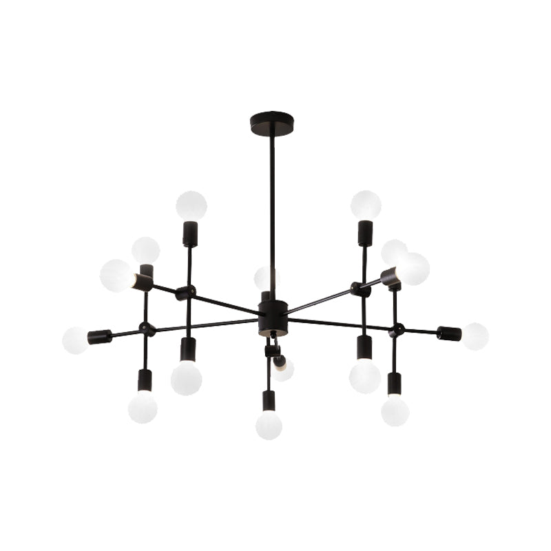 Sputnik Living Room Hanging Chandelier Opal Glass 9/12/15 Lights Modernist Hanging Lamp in Black/Gold Clearhalo 'Ceiling Lights' 'Chandeliers' 'Glass shade' 'Glass' 'Modern Chandeliers' 'Modern' Lighting' 206492