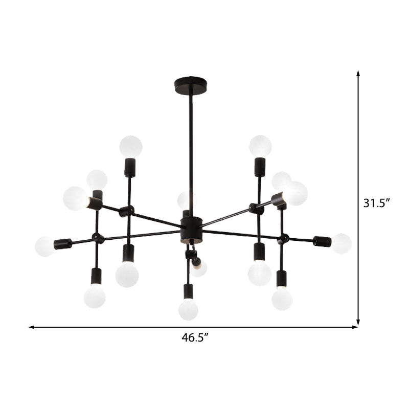 Sputnik Living Room Hanging Chandelier Opal Glass 9/12/15 Lights Modernist Hanging Lamp in Black/Gold Clearhalo 'Ceiling Lights' 'Chandeliers' 'Glass shade' 'Glass' 'Modern Chandeliers' 'Modern' Lighting' 206493