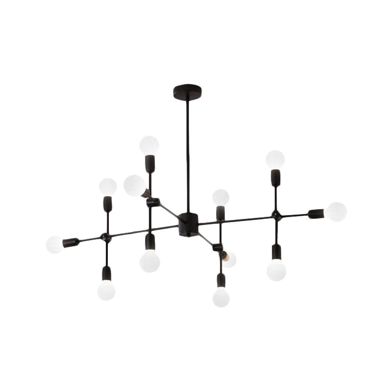 Sputnik Living Room Hanging Chandelier Opal Glass 9/12/15 Lights Modernist Hanging Lamp in Black/Gold Clearhalo 'Ceiling Lights' 'Chandeliers' 'Glass shade' 'Glass' 'Modern Chandeliers' 'Modern' Lighting' 206495