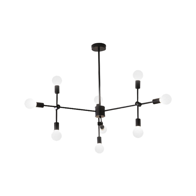 Sputnik Living Room Hanging Chandelier Opal Glass 9/12/15 Lights Modernist Hanging Lamp in Black/Gold Clearhalo 'Ceiling Lights' 'Chandeliers' 'Glass shade' 'Glass' 'Modern Chandeliers' 'Modern' Lighting' 206497