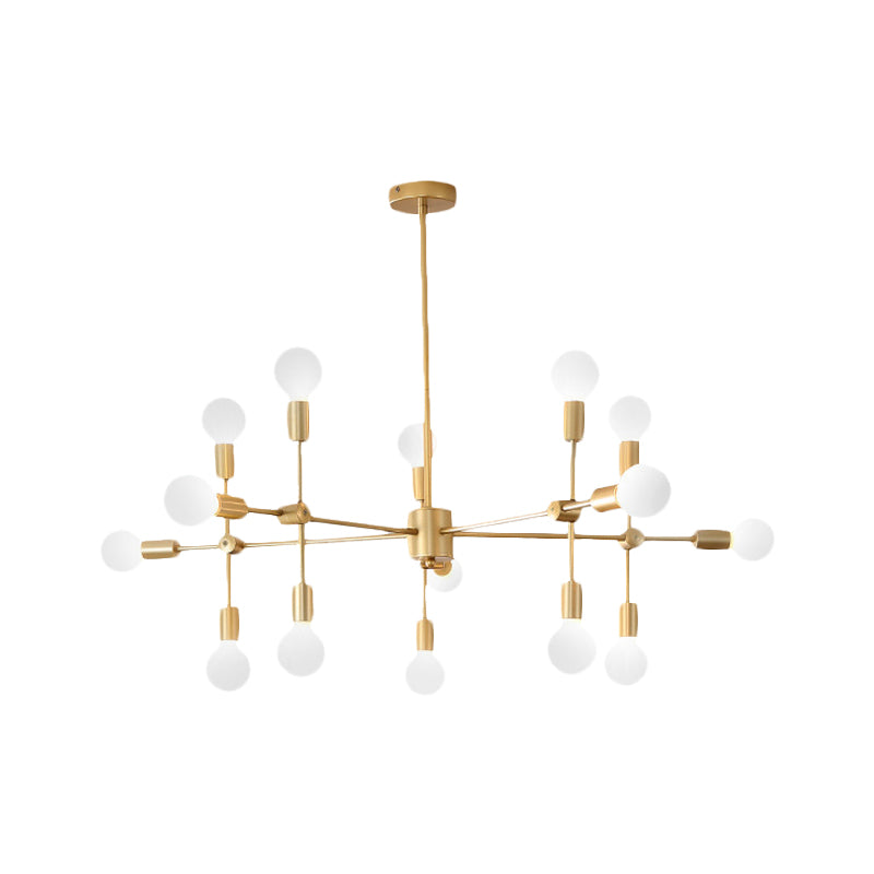 Sputnik Living Room Hanging Chandelier Opal Glass 9/12/15 Lights Modernist Hanging Lamp in Black/Gold Clearhalo 'Ceiling Lights' 'Chandeliers' 'Glass shade' 'Glass' 'Modern Chandeliers' 'Modern' Lighting' 206499