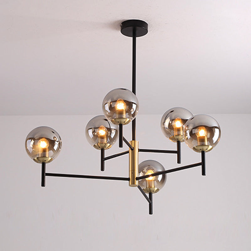 Multi Layer Radial Ceiling Chandelier Modern Blue/Amber/Smoke Gray Glass 6/8 Lights Living Room Hanging Lamp Clearhalo 'Ceiling Lights' 'Chandeliers' 'Glass shade' 'Glass' 'Modern Chandeliers' 'Modern' Lighting' 206583