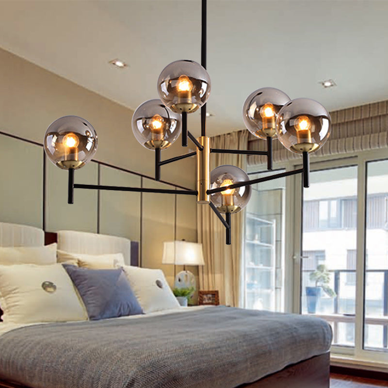 Multi Layer Radial Ceiling Chandelier Modern Blue/Amber/Smoke Gray Glass 6/8 Lights Living Room Hanging Lamp Clearhalo 'Ceiling Lights' 'Chandeliers' 'Glass shade' 'Glass' 'Modern Chandeliers' 'Modern' Lighting' 206584