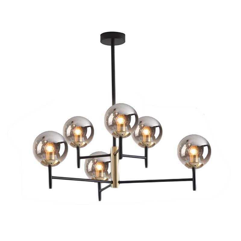 Multi Layer Radial Ceiling Chandelier Modern Blue/Amber/Smoke Gray Glass 6/8 Lights Living Room Hanging Lamp Clearhalo 'Ceiling Lights' 'Chandeliers' 'Glass shade' 'Glass' 'Modern Chandeliers' 'Modern' Lighting' 206585