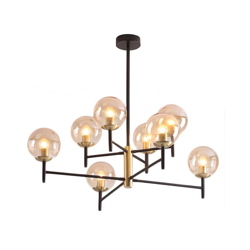 Multi Layer Radial Ceiling Chandelier Modern Blue/Amber/Smoke Gray Glass 6/8 Lights Living Room Hanging Lamp Clearhalo 'Ceiling Lights' 'Chandeliers' 'Glass shade' 'Glass' 'Modern Chandeliers' 'Modern' Lighting' 206589