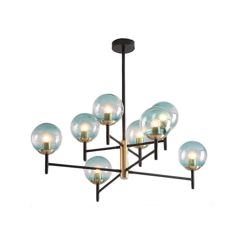 Multi Layer Radial Ceiling Chandelier Modern Blue/Amber/Smoke Gray Glass 6/8 Lights Living Room Hanging Lamp Clearhalo 'Ceiling Lights' 'Chandeliers' 'Glass shade' 'Glass' 'Modern Chandeliers' 'Modern' Lighting' 206594