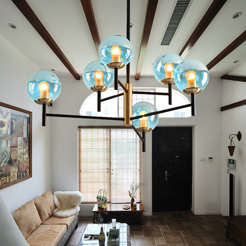 Multi Layer Radial Ceiling Chandelier Modern Blue/Amber/Smoke Gray Glass 6/8 Lights Living Room Hanging Lamp Clearhalo 'Ceiling Lights' 'Chandeliers' 'Glass shade' 'Glass' 'Modern Chandeliers' 'Modern' Lighting' 206596