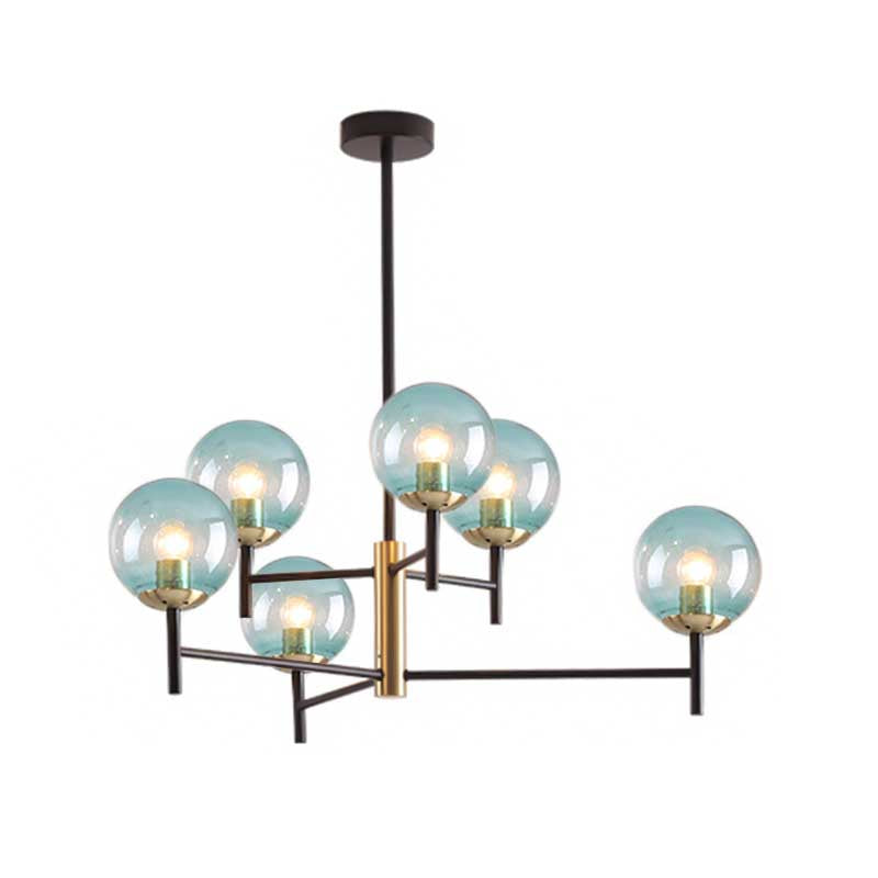 Multi Layer Radial Ceiling Chandelier Modern Blue/Amber/Smoke Gray Glass 6/8 Lights Living Room Hanging Lamp Clearhalo 'Ceiling Lights' 'Chandeliers' 'Glass shade' 'Glass' 'Modern Chandeliers' 'Modern' Lighting' 206597