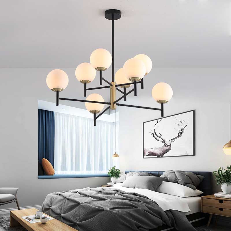 Multi Layer Radial Ceiling Chandelier Modern Blue/Amber/Smoke Gray Glass 6/8 Lights Living Room Hanging Lamp 8 Cream Clearhalo 'Ceiling Lights' 'Chandeliers' 'Glass shade' 'Glass' 'Modern Chandeliers' 'Modern' Lighting' 206598