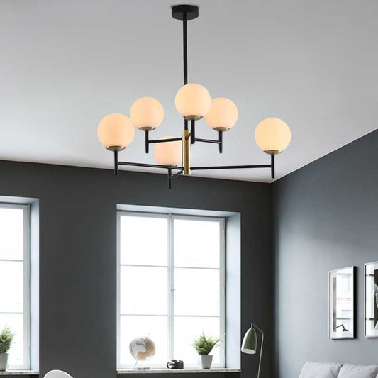 Multi Layer Radial Ceiling Chandelier Modern Blue/Amber/Smoke Gray Glass 6/8 Lights Living Room Hanging Lamp 6 Cream Clearhalo 'Ceiling Lights' 'Chandeliers' 'Glass shade' 'Glass' 'Modern Chandeliers' 'Modern' Lighting' 206603