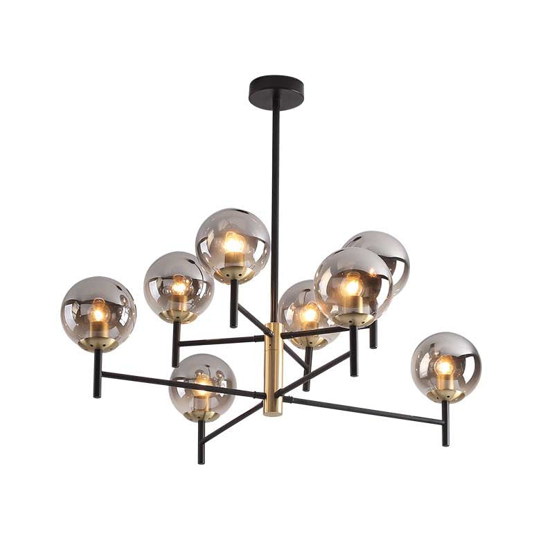 Multi Layer Radial Ceiling Chandelier Modern Blue/Amber/Smoke Gray Glass 6/8 Lights Living Room Hanging Lamp Clearhalo 'Ceiling Lights' 'Chandeliers' 'Glass shade' 'Glass' 'Modern Chandeliers' 'Modern' Lighting' 206608