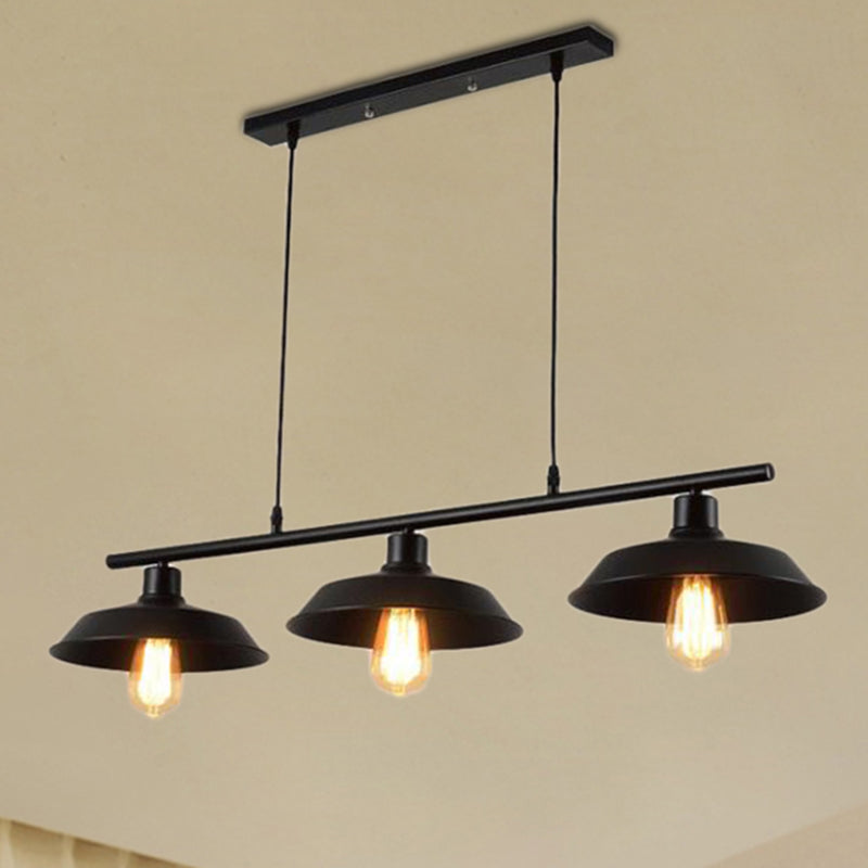 Black 3 Light Island Light Fixture Industrial Metal Barn Pendant Lighting for Bedroom Black Clearhalo 'Ceiling Lights' 'Island Lights' Lighting' 206675