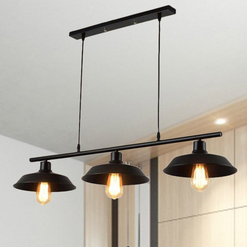 Black 3 Light Island Light Fixture Industrial Metal Barn Pendant Lighting for Bedroom Clearhalo 'Ceiling Lights' 'Island Lights' Lighting' 206676