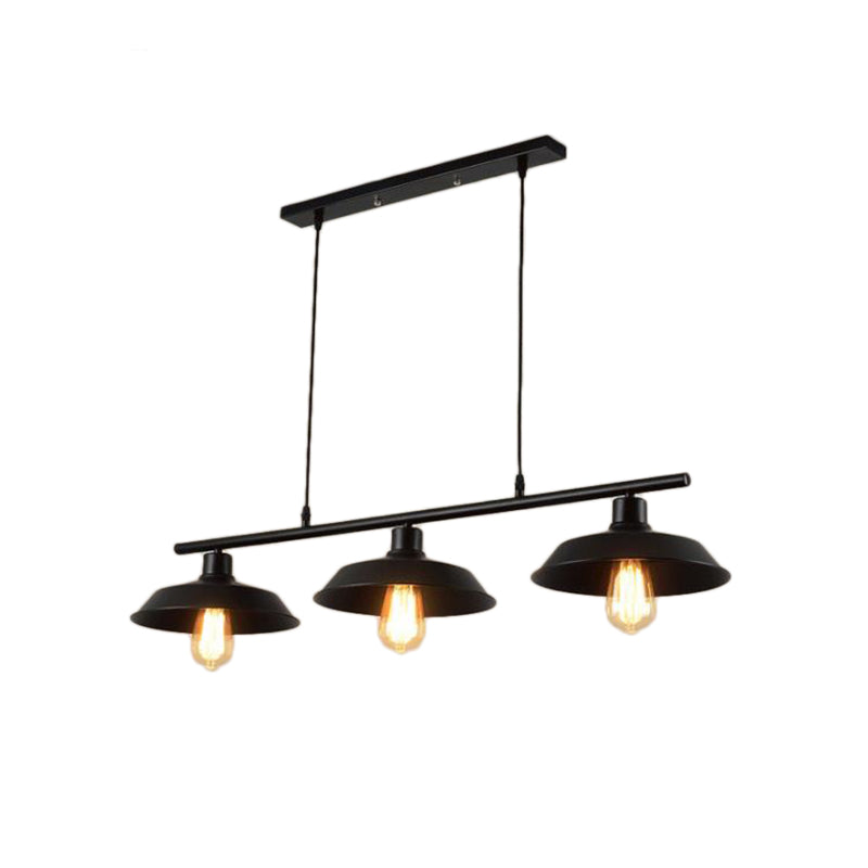 Black 3 Light Island Light Fixture Industrial Metal Barn Pendant Lighting for Bedroom Clearhalo 'Ceiling Lights' 'Island Lights' Lighting' 206677