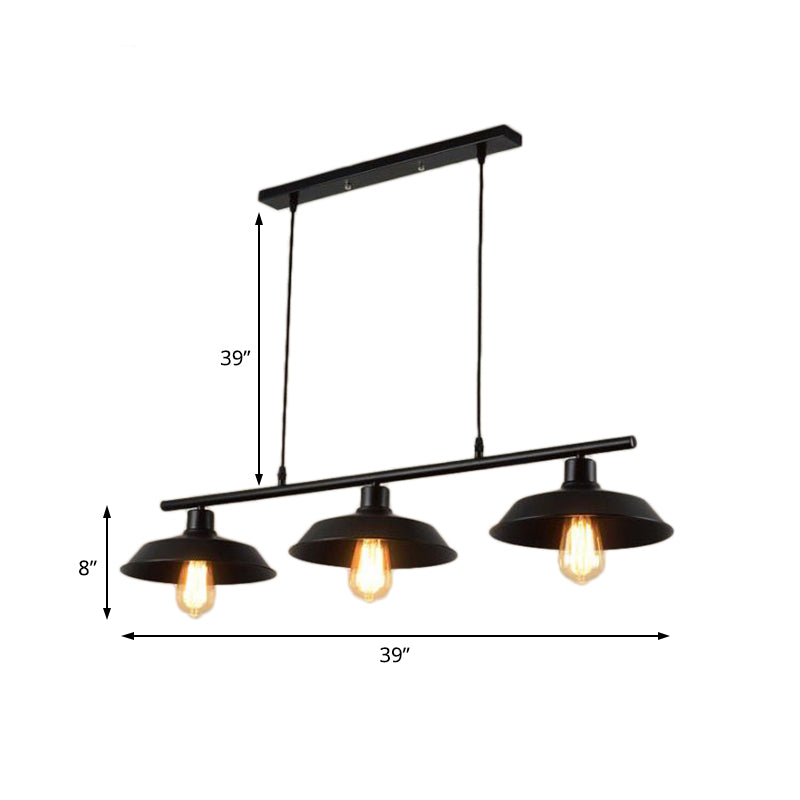 Black 3 Light Island Light Fixture Industrial Metal Barn Pendant Lighting for Bedroom Clearhalo 'Ceiling Lights' 'Island Lights' Lighting' 206678