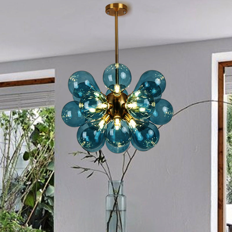 Bubble Ceiling Chandelier Modernism White/Pink/Blue Glass LED Living Room Hanging Light Kit Clearhalo 'Ceiling Lights' 'Chandeliers' 'Glass shade' 'Glass' 'Modern Chandeliers' 'Modern' Lighting' 206765