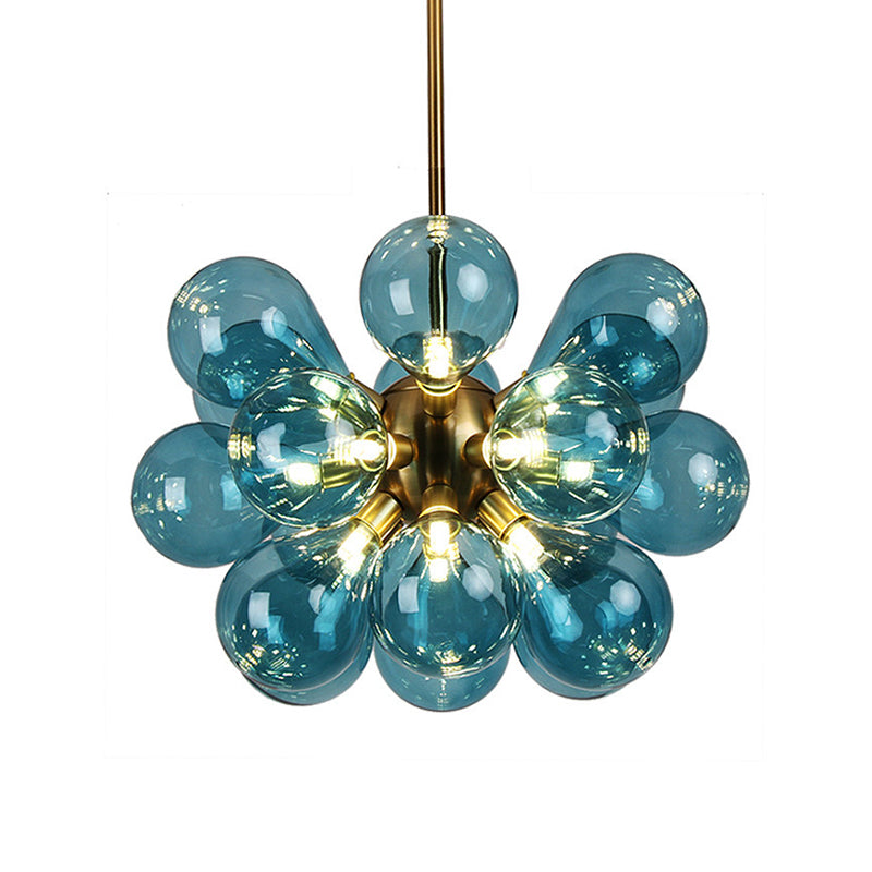 Bubble Ceiling Chandelier Modernism White/Pink/Blue Glass LED Living Room Hanging Light Kit Clearhalo 'Ceiling Lights' 'Chandeliers' 'Glass shade' 'Glass' 'Modern Chandeliers' 'Modern' Lighting' 206766