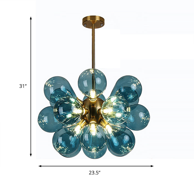 Bubble Ceiling Chandelier Modernism White/Pink/Blue Glass LED Living Room Hanging Light Kit Clearhalo 'Ceiling Lights' 'Chandeliers' 'Glass shade' 'Glass' 'Modern Chandeliers' 'Modern' Lighting' 206767